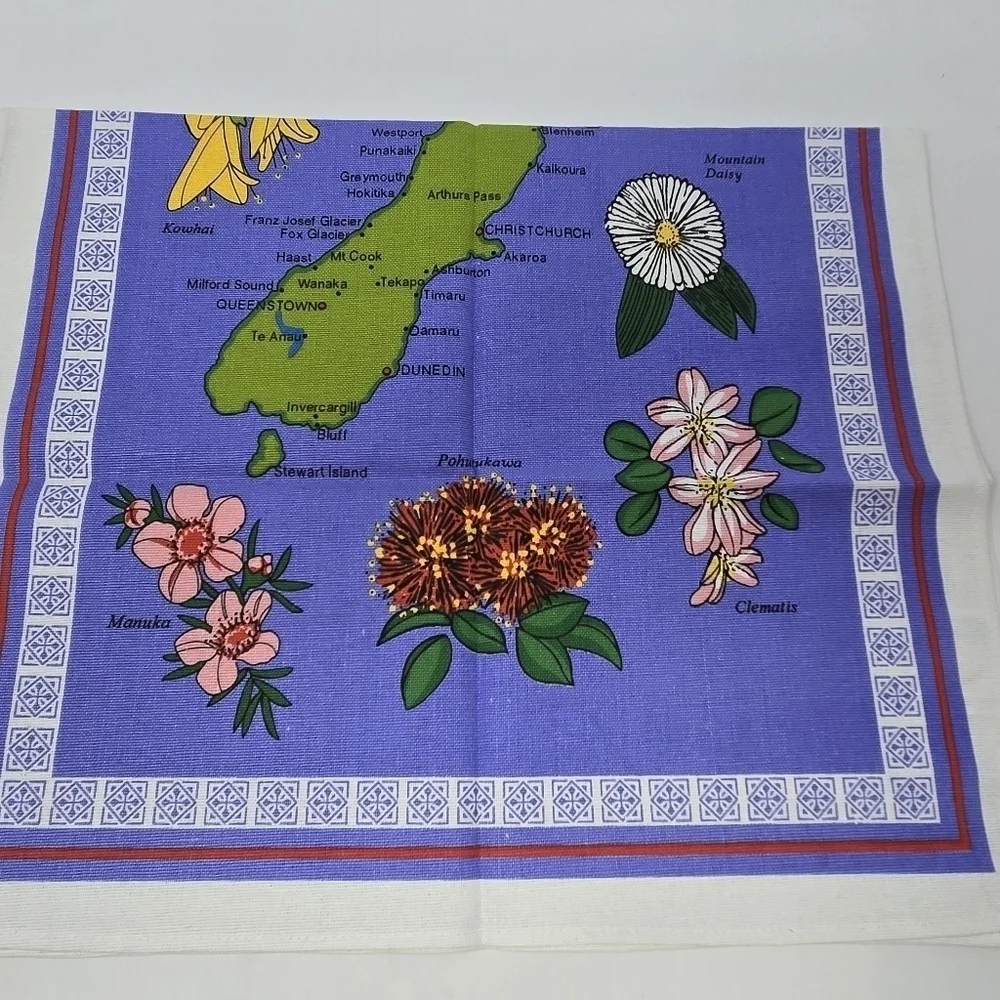 NWT NEW ZEALAND COTTON KITCHEN TOWEL SET OF 2 NATIVE FLOWERS DISH TOWELS DECOR